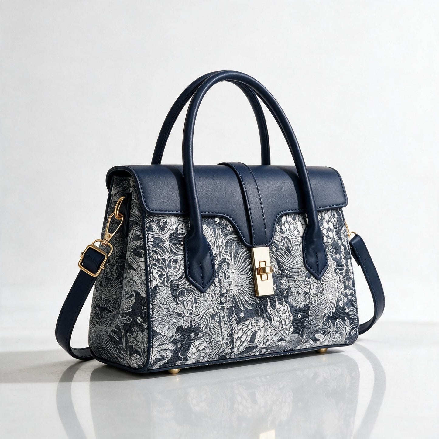Beauregard Structured Handbag - Navy