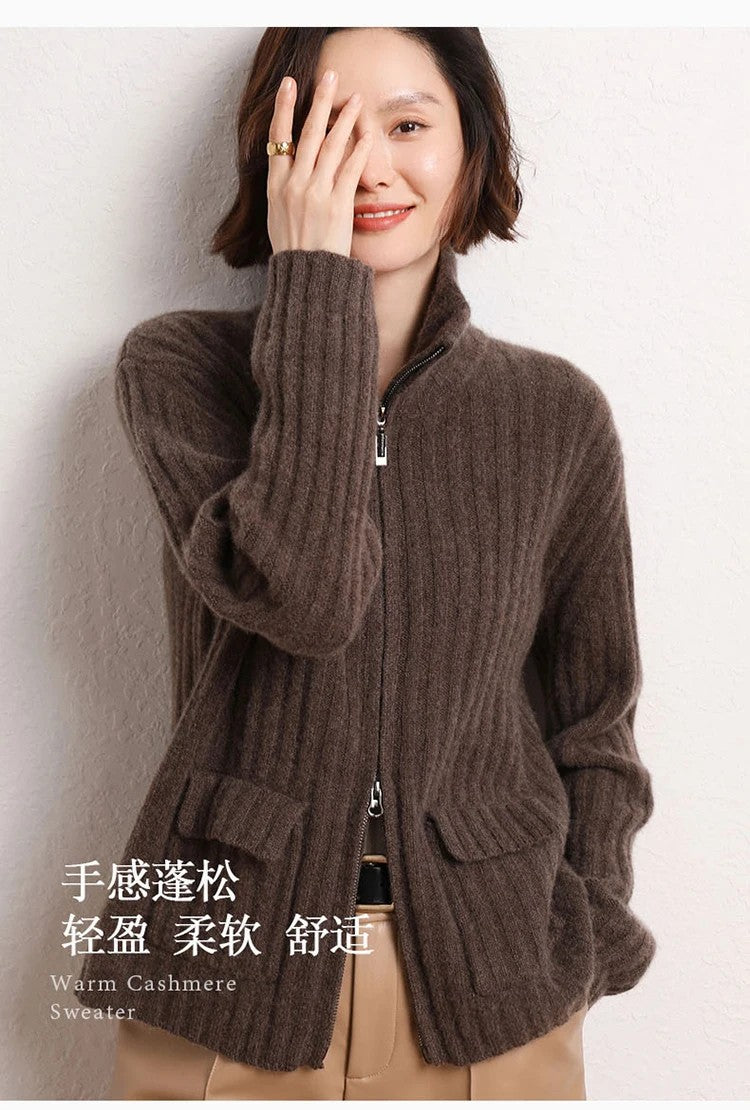 Bellino Full-Zip Cashmere Cardigan - Espresso