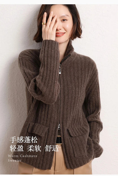 Bellino Full-Zip Cashmere Cardigan - Espresso
