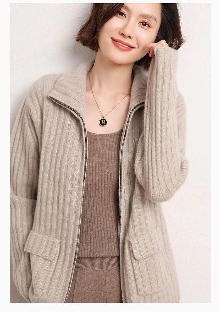 Bellino Full-Zip Cashmere Cardigan - Sand