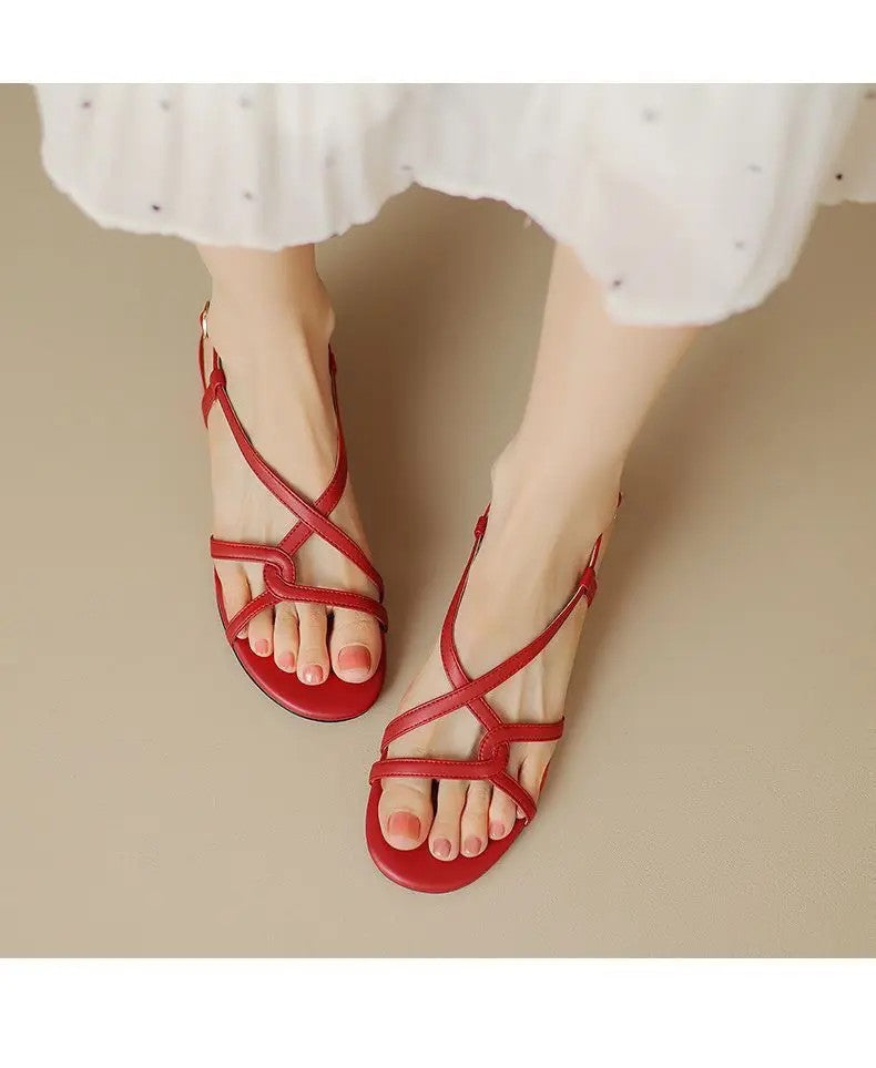 Bellucchi Leather Strappy Sandals - Sangria