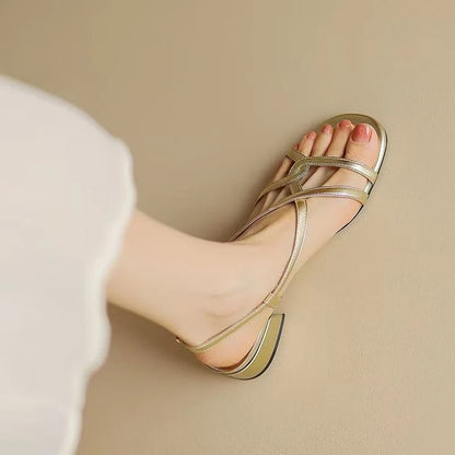 Bellucchi Leather Strappy Sandals - Gilded Gold