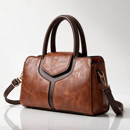 Bergamo Structured Handbag - Cognac Brown
