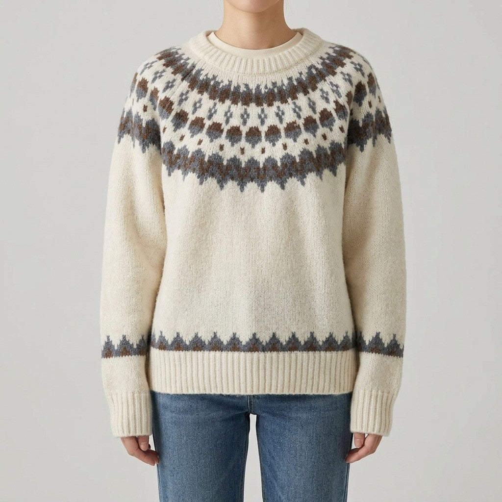Bergen Fair Isle Jacquard Sweater - Cream