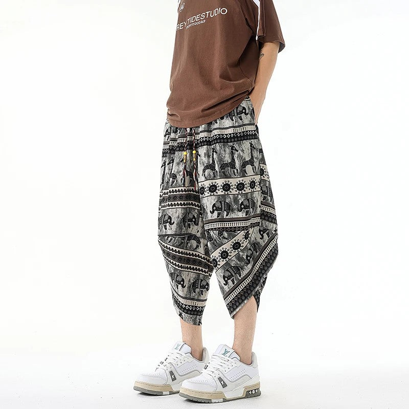 Bohemian Linen Blend Summer Shorts - Black