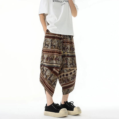 Bohemian Linen Blend Summer Shorts - Brown