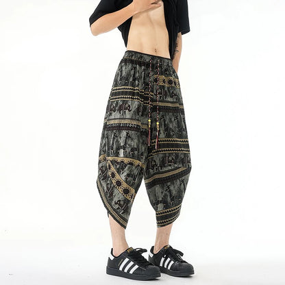 Bohemian Linen Blend Summer Shorts - Green
