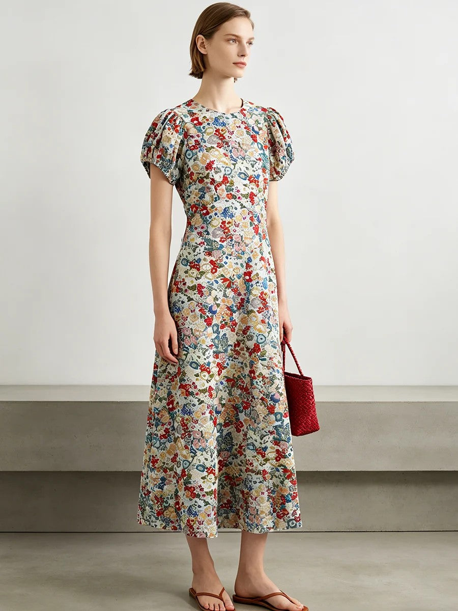 Cadiz Cotton Floral Midi Dress - Heirloom Floral