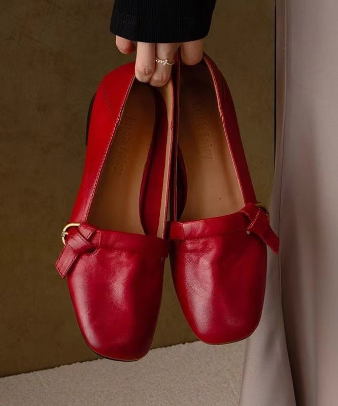 Cadiz Cowhide Leather Flats - Crimson