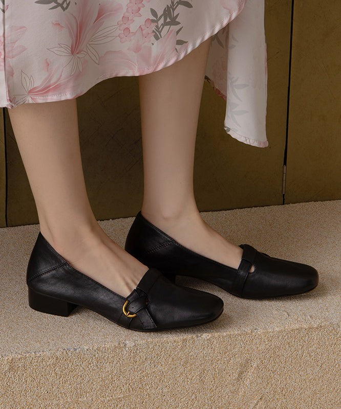 Cadiz Cowhide Leather Flats - Onyx