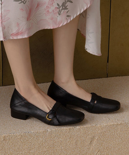 Cadiz Cowhide Leather Flats - Onyx