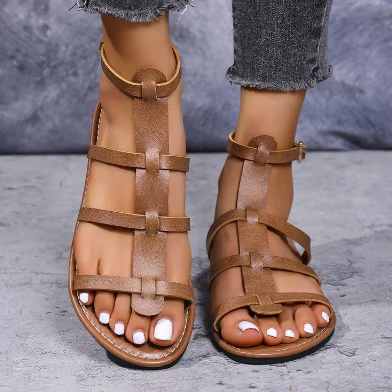Cala Gladiator Flat Sandals - Cognac