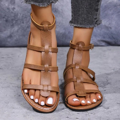 Cala Gladiator Flat Sandals - Cognac
