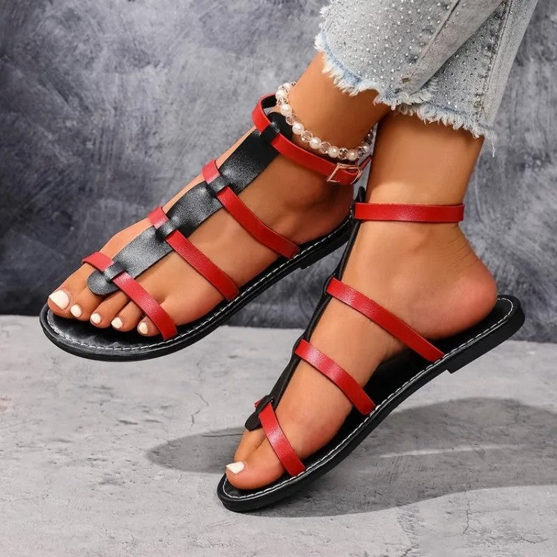 Cala Gladiator Flat Sandals - Crimson