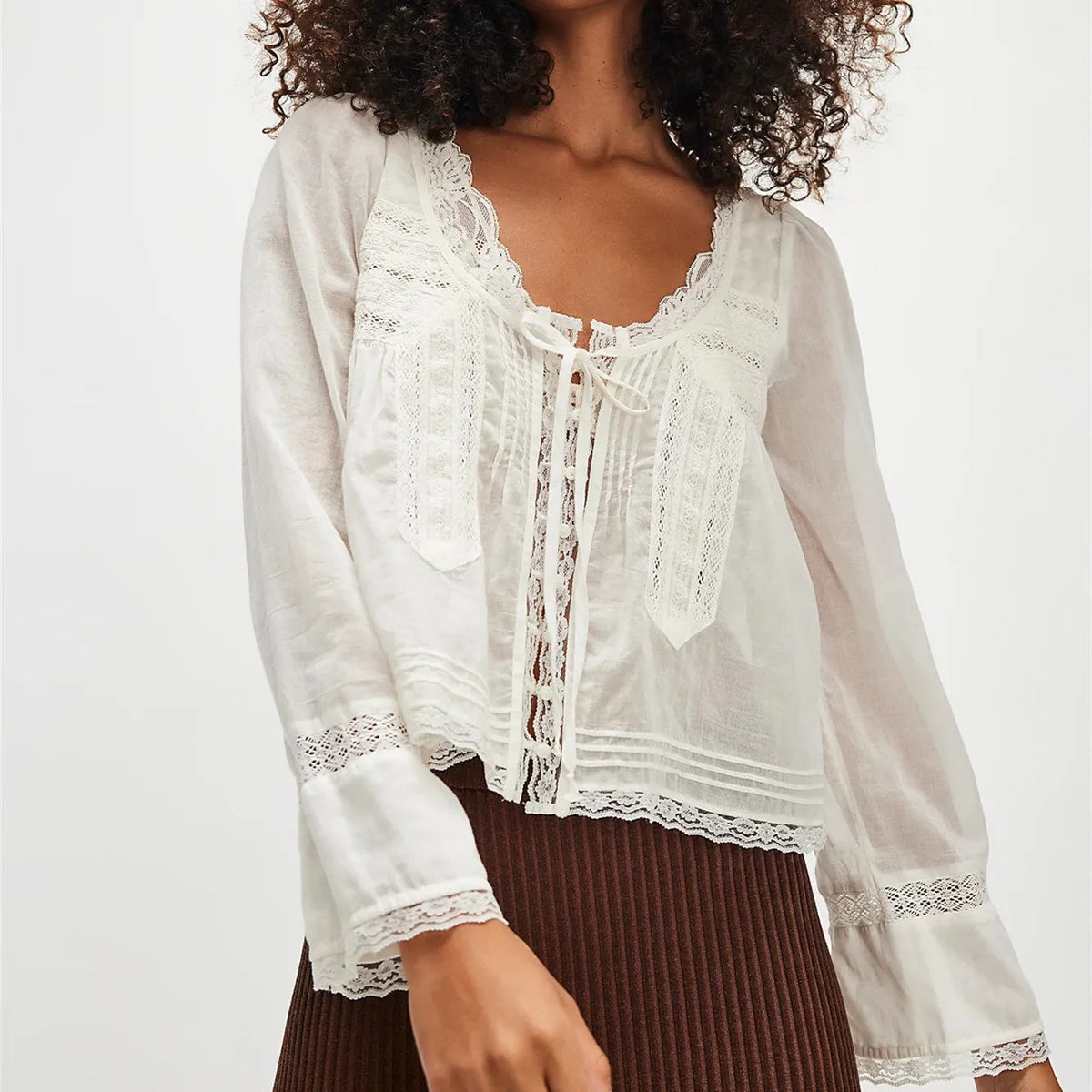 Calvi Lace Trim Blouse