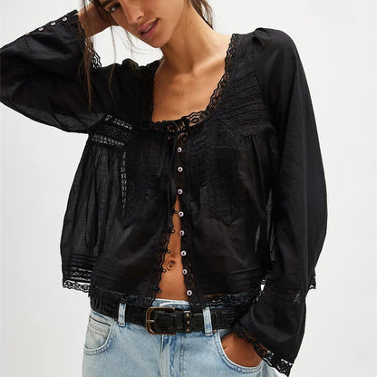 Calvi Lace Trim Blouse