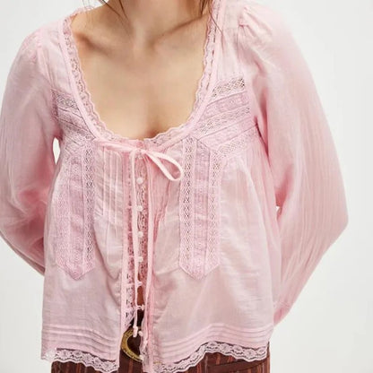 Calvi Lace Trim Blouse