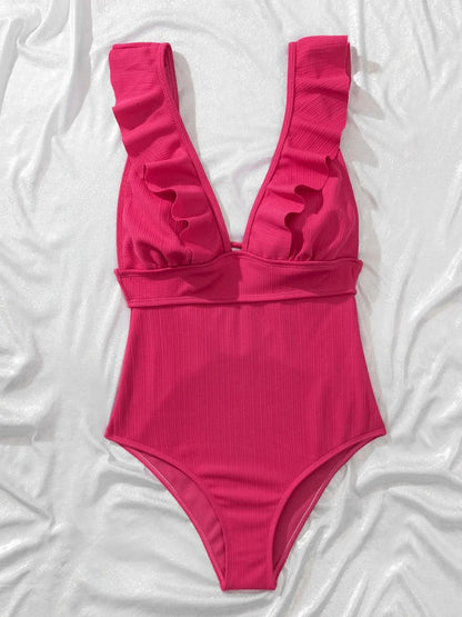 Cannes Ruffle One Piece Swimsuit - Peach