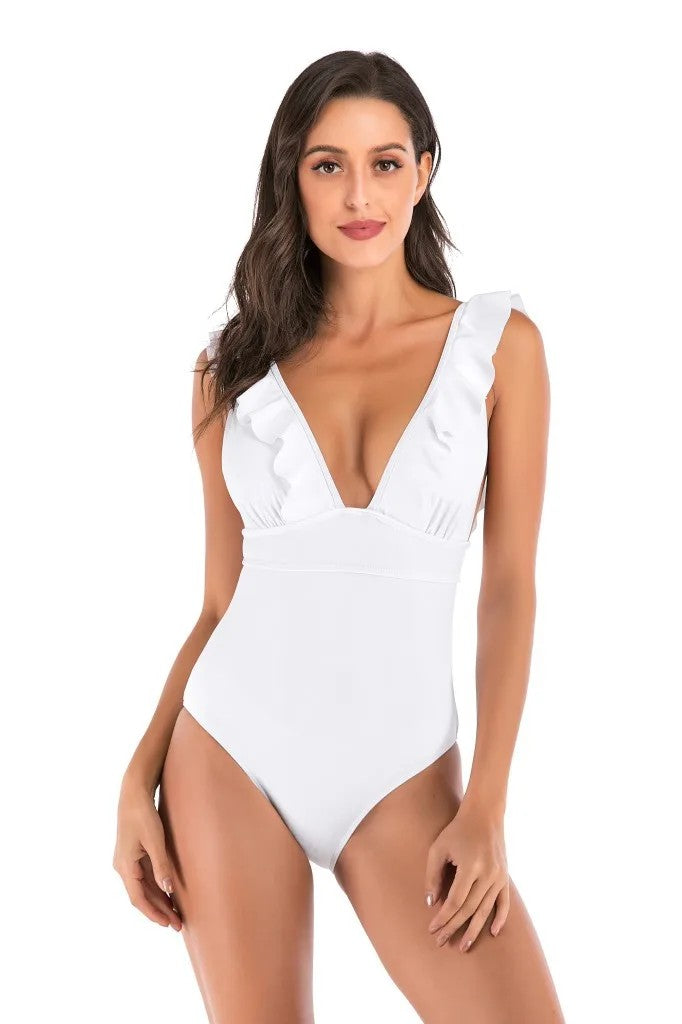 Cannes Ruffle One Piece Swimsuit - White
