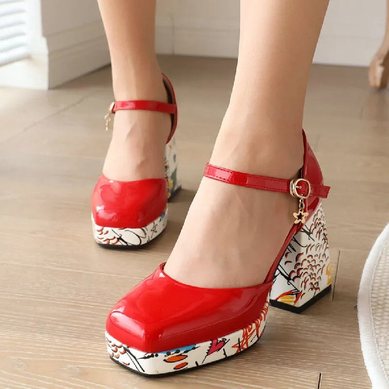 Caravelli Art-Print Platform Heels