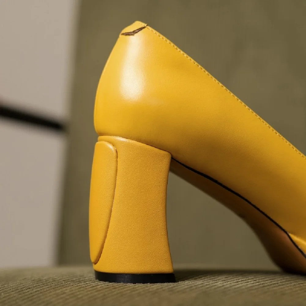 Caravelli Genuine Leather Square Pumps