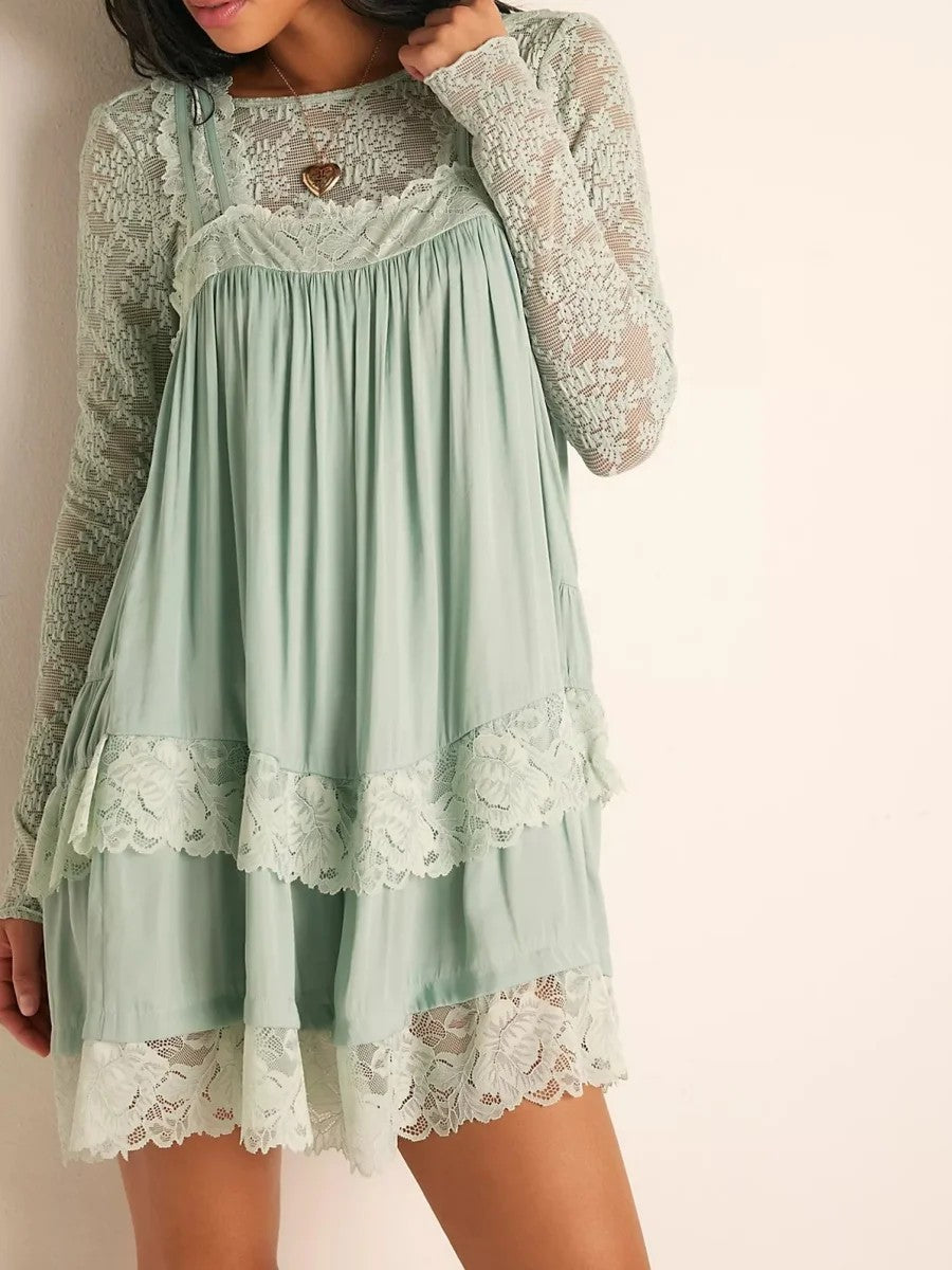 Cassis Lace Mini Dress