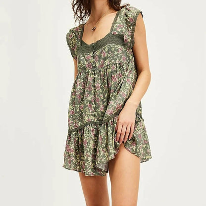 Catania Ruffle Sundress - Forest Floral
