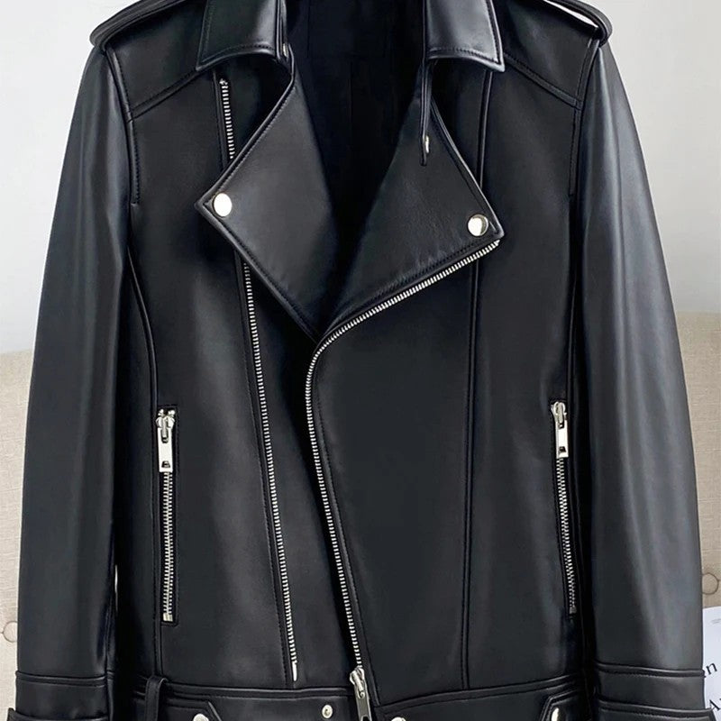 Cavaliere Leather Biker Jacket - Classic Black