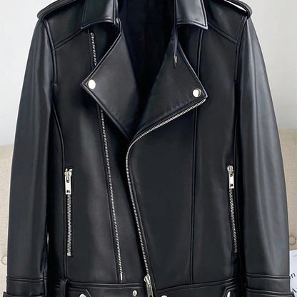 Cavaliere Leather Biker Jacket - Classic Black