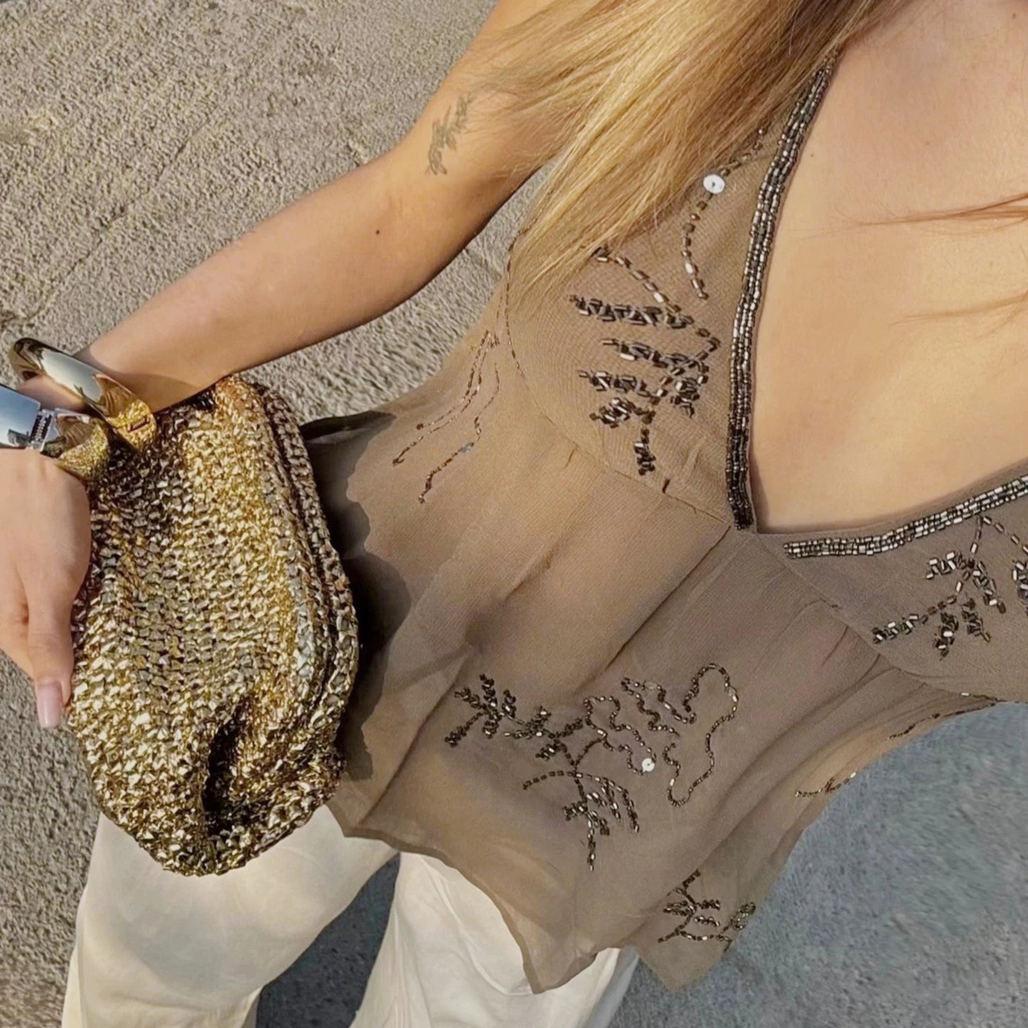 Celesta Beaded Halter Top