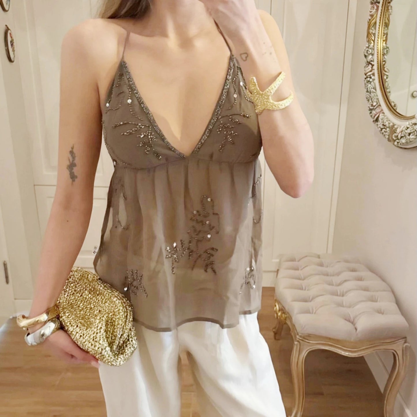 Celesta Beaded Halter Top