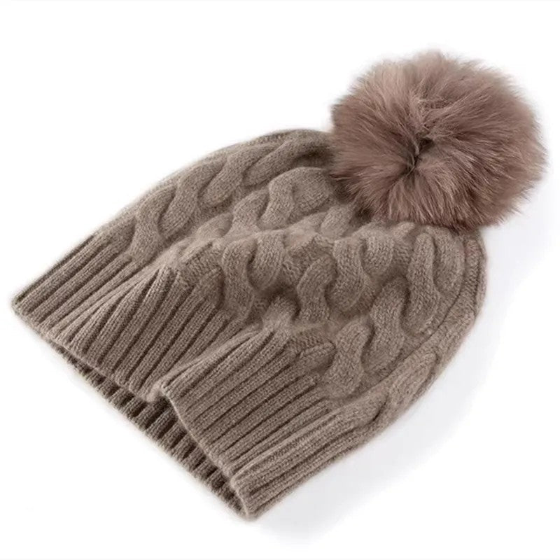 Celeste Merino Wool Cashmere Beanie - Caramel