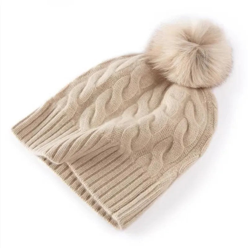 Celeste Merino Wool Cashmere Beanie - Pale Oat