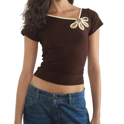 Celestine Flower Ring Top - Espresso Brown