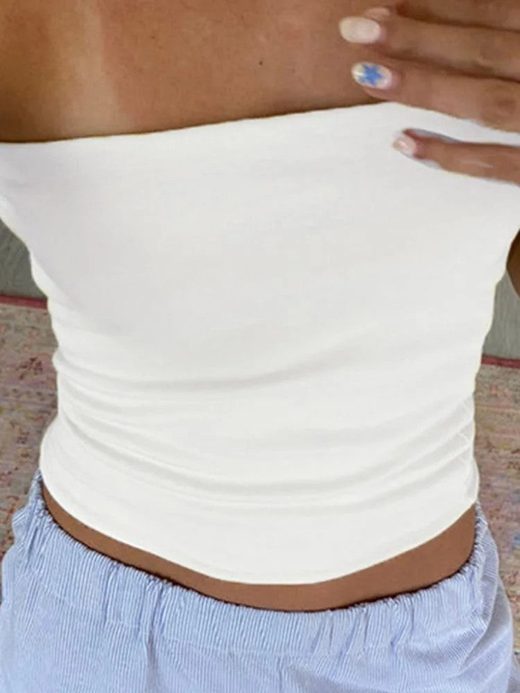 Cenote Strapless Crop Top - White