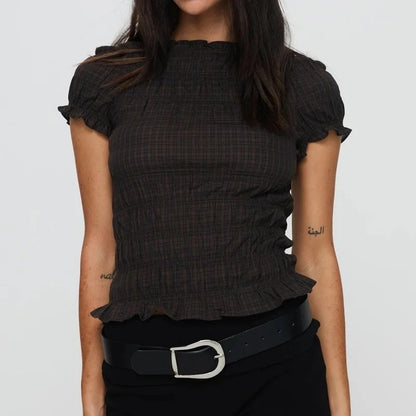 Chambord Smocked Short Top - Espresso