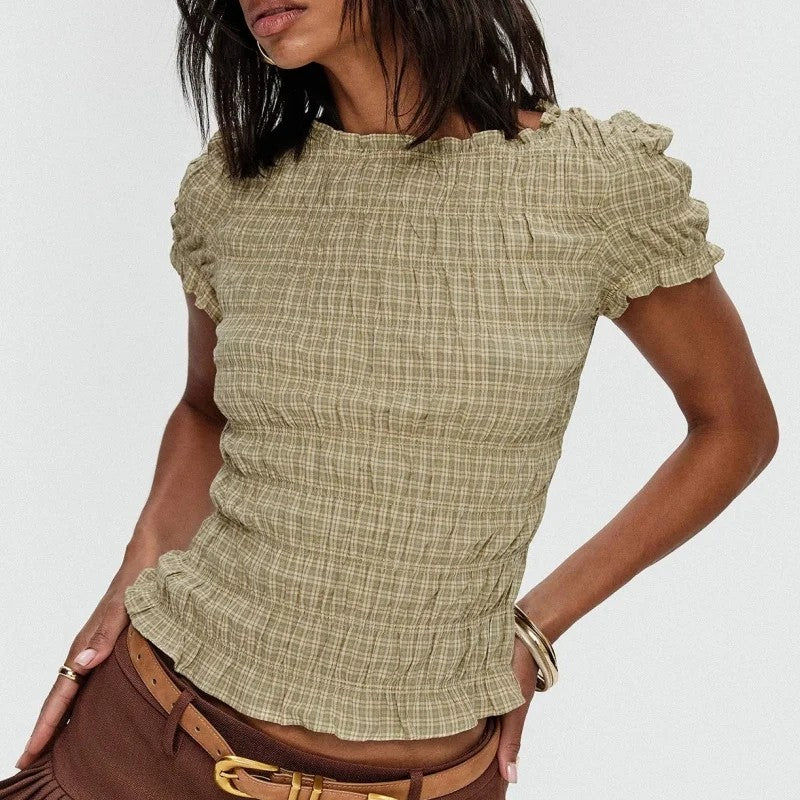 Chambord Smocked Short Top - Pale Yellow