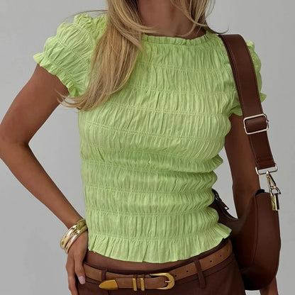 Chambord Smocked Short Top - Sage