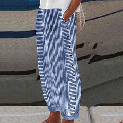 Chanoire Striped Button Pants - Cobalt