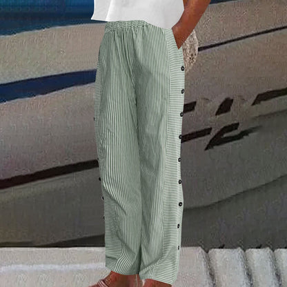 Chanoire Striped Button Pants - Forest