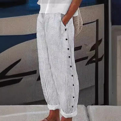 Chanoire Striped Button Pants - Ivory