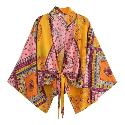 Charente Rayon Kimono Cover-Up - Marigold Bloom
