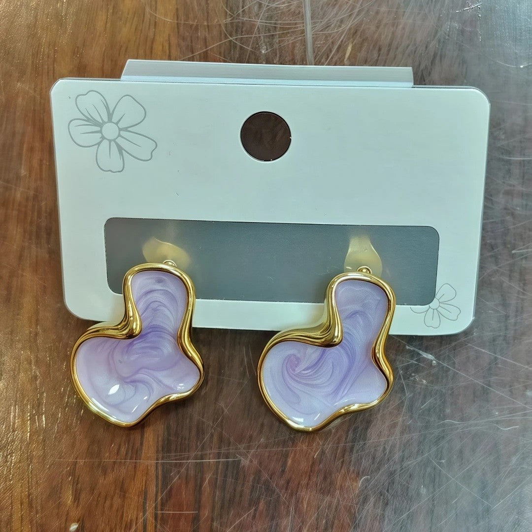 Cirrus Abstract Stud Earrings - Amethyst