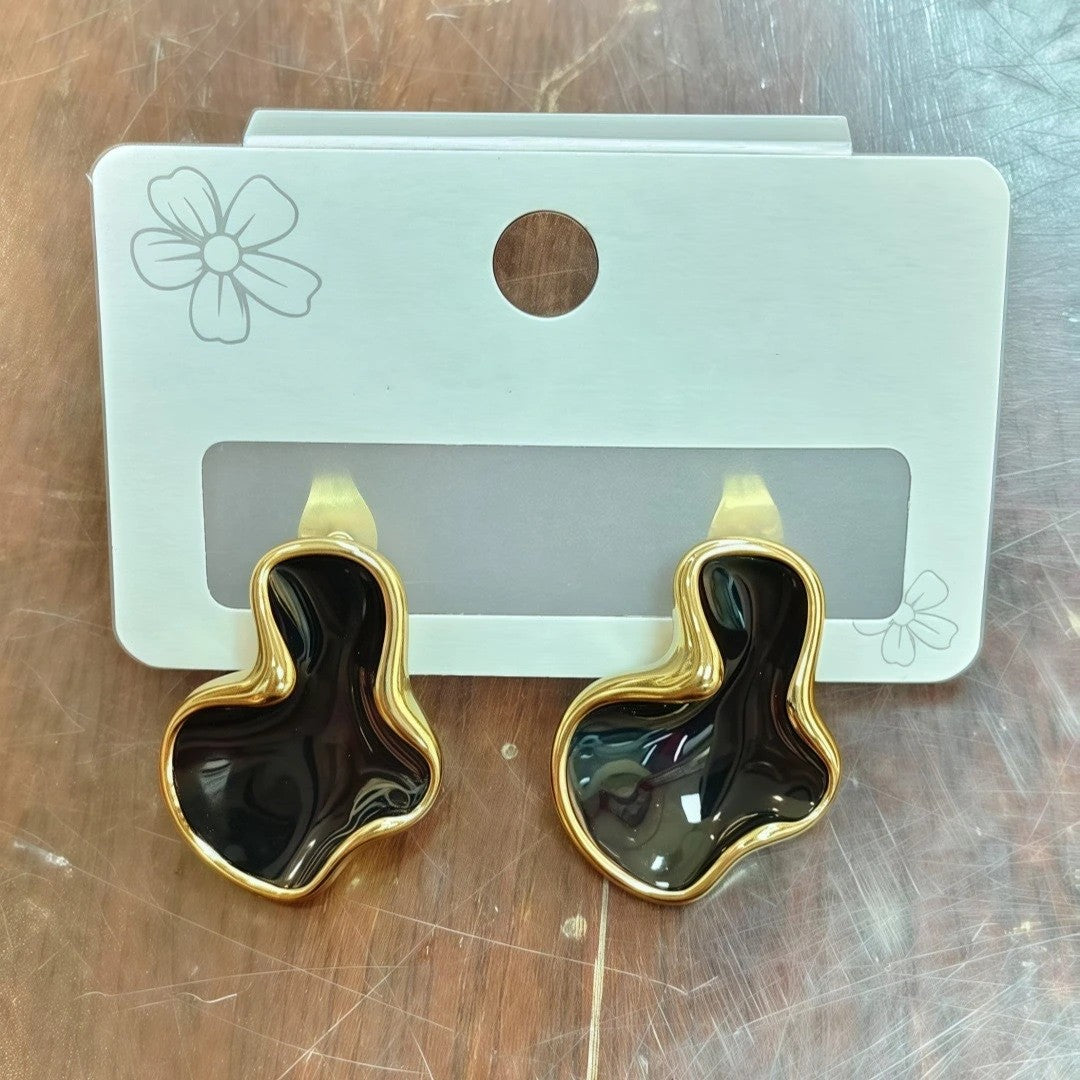 Cirrus Abstract Stud Earrings - Onyx