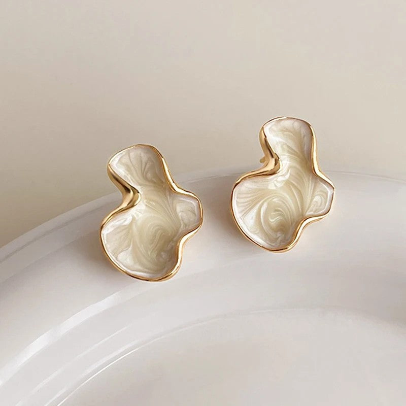 Cirrus Abstract Stud Earrings - White