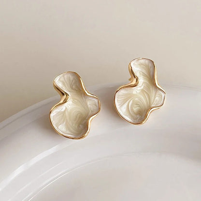 Cirrus Abstract Stud Earrings - White