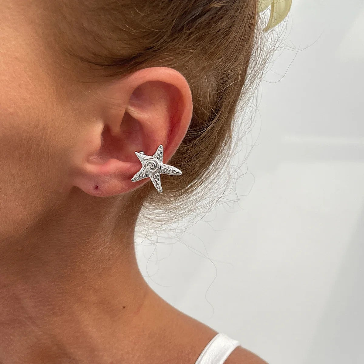 Cordoba Non-Piercing Ear Cuff - Granulated Starfish Silver