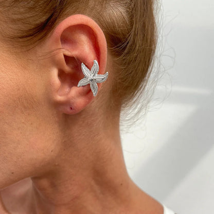 Cordoba Non-Piercing Ear Cuff - Textured Starfish Silver