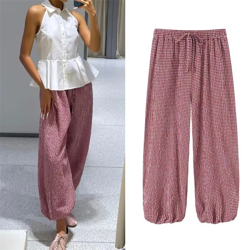 Corfu Plaid Lantern Pants