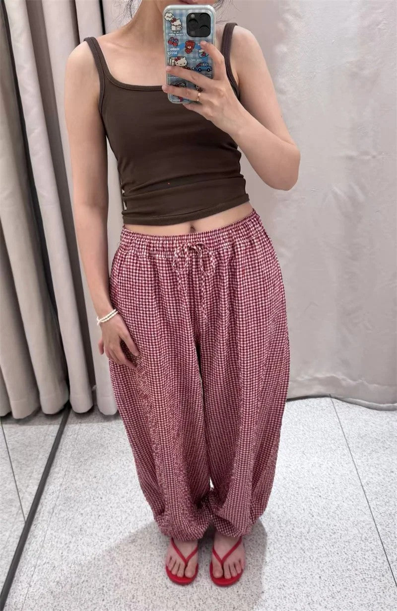 Corfu Plaid Lantern Pants